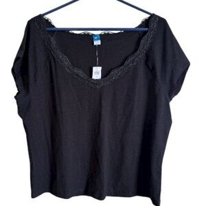 Old Navy Black Lace V-Neck Tee – XXL